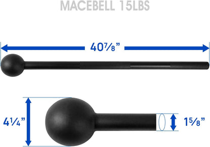 Steel Mace Bell for Strength Training - Support Full Body, Muscles, Shoulder, Grips & Forearms Workouts to Rehabilitation, Stretching 5, 7, 10, 15, 20, 25, 30Lb for Woman & Man